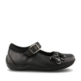 Girls Julie Leather Velcro Shoe In Blk Leather