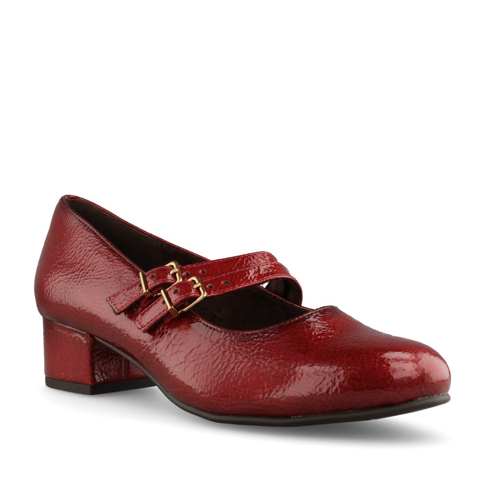 Ladies 8-24366 Mid Heel Mary Jane Shoe In Red