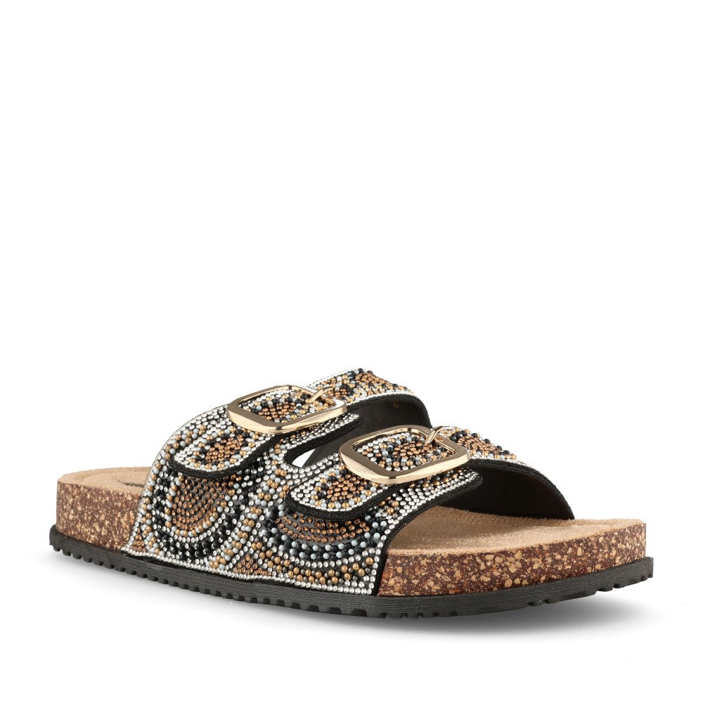 Ladies Bithnah Double Strap Mule Sandal In Metallic