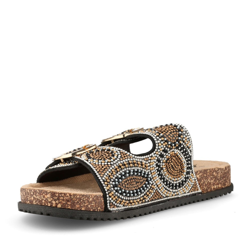 Ladies Bithnah Double Strap Mule Sandal In Metallic