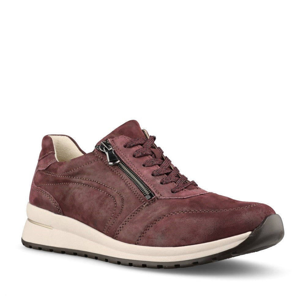 Ladies 928002 Inessa H-fit Laced Trainer In Burgandy