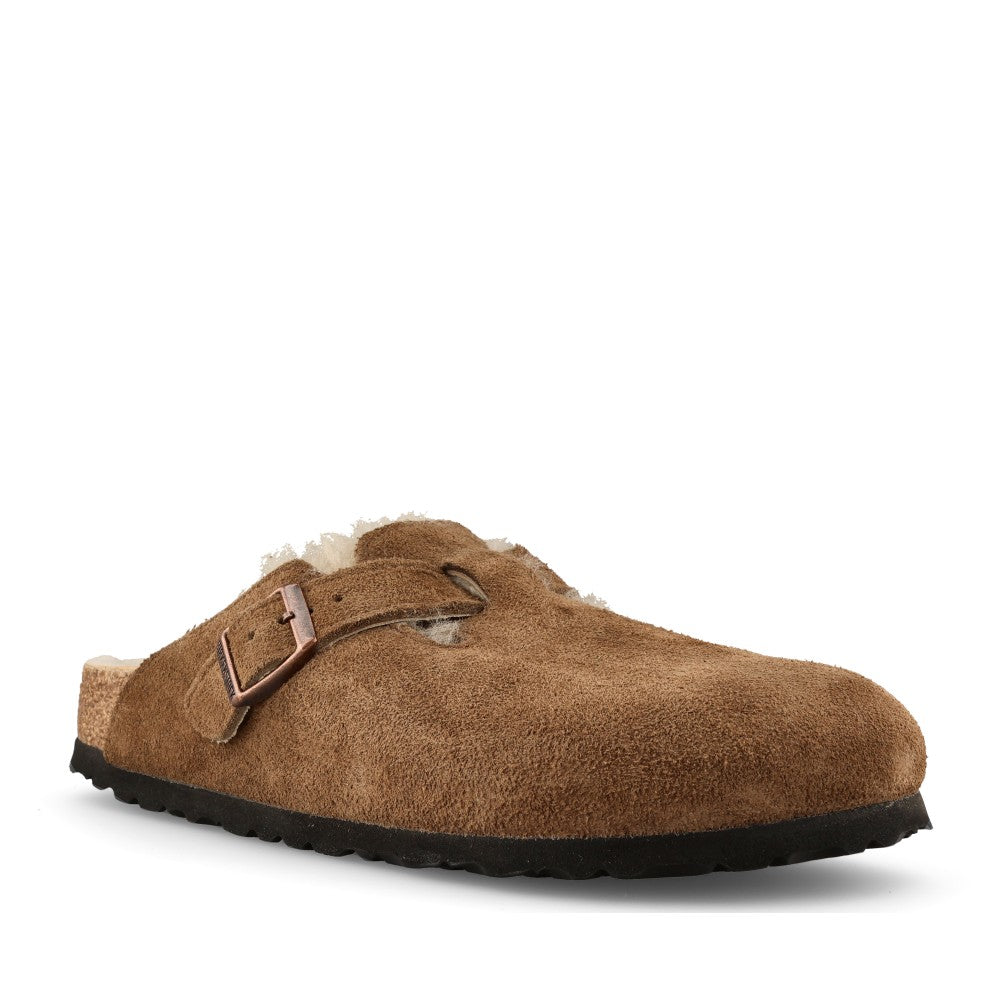 Birkenstock Ladies 1032432 Boston Shearling Suede Clog In Tan