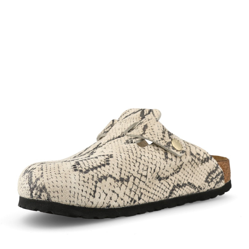 Ladies 1033086 Boston Rivet Suede Clog In Snake