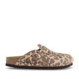 Ladies 1033324 Boston Bs Suede Clog In Leopard
