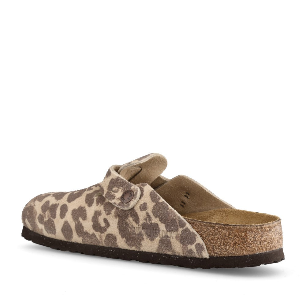 Ladies 1033324 Boston Bs Suede Clog In Leopard