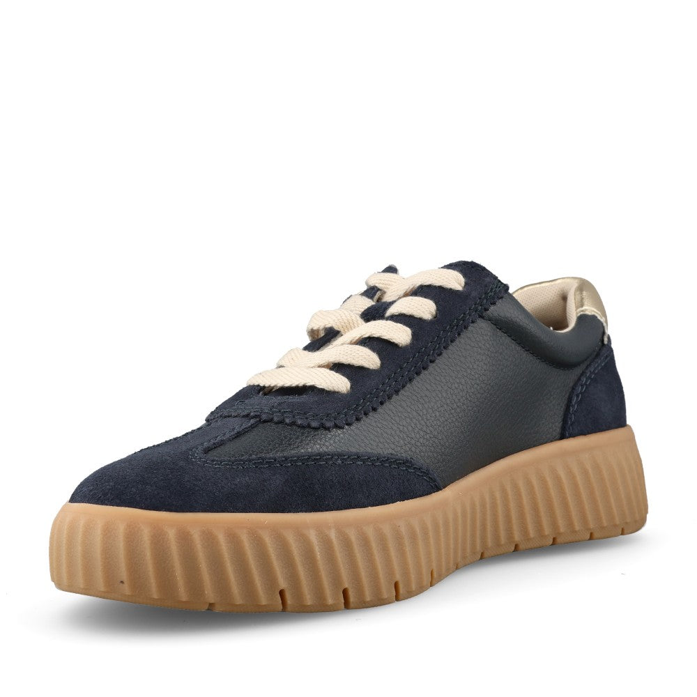 Ladies 8-3729 Laced Trainer In Navy