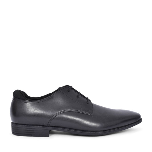 Boys Academy Black Leather Laced Shoe In Kids G Fit