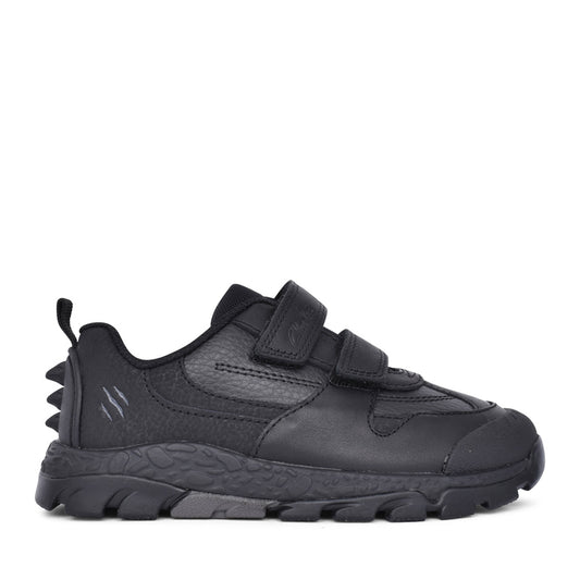 Boys Steggy 2 Pace Kids Black Leather Velcro Shoe In Kids H Fit