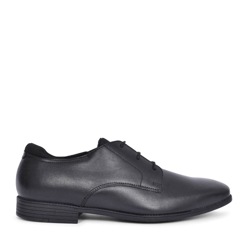 Boys Academy Black Leather Laced Shoe In Kids G Fit