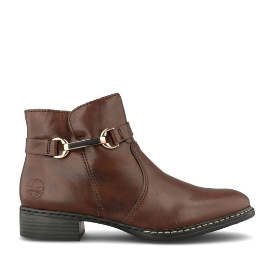 Rieker Ladies 73487 Ankle Boot In Brown