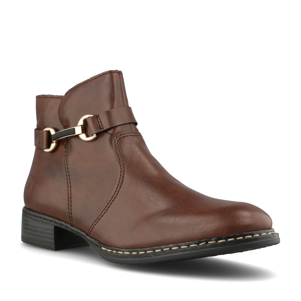 Rieker Ladies 73487 Ankle Boot In Brown
