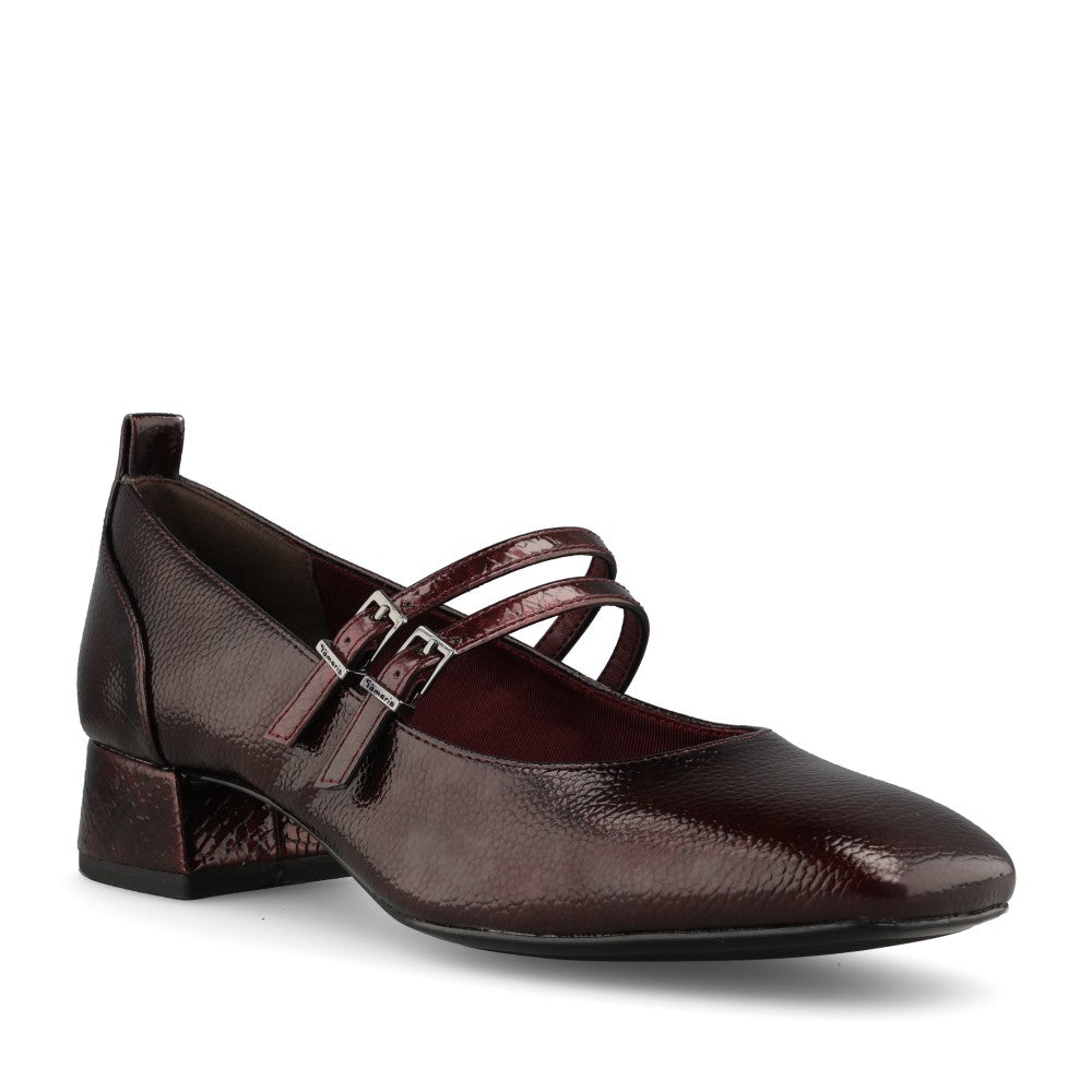 Tamaris Ladies 1-22318 Low Heel Double Strap In Burgandy