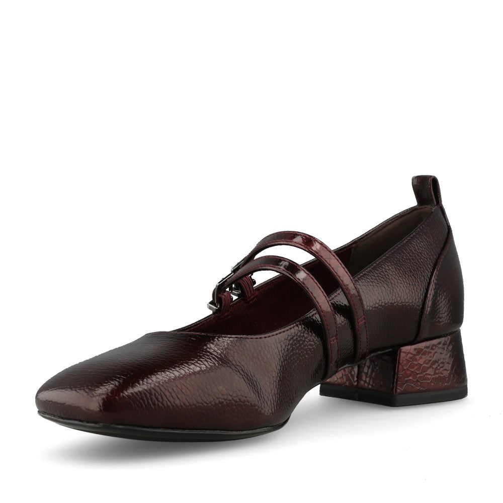 Tamaris Ladies 1-22318 Low Heel Double Strap In Burgandy