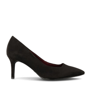 Tamaris Ladies 1-22474 Suede High Heel Court Shoe In Black