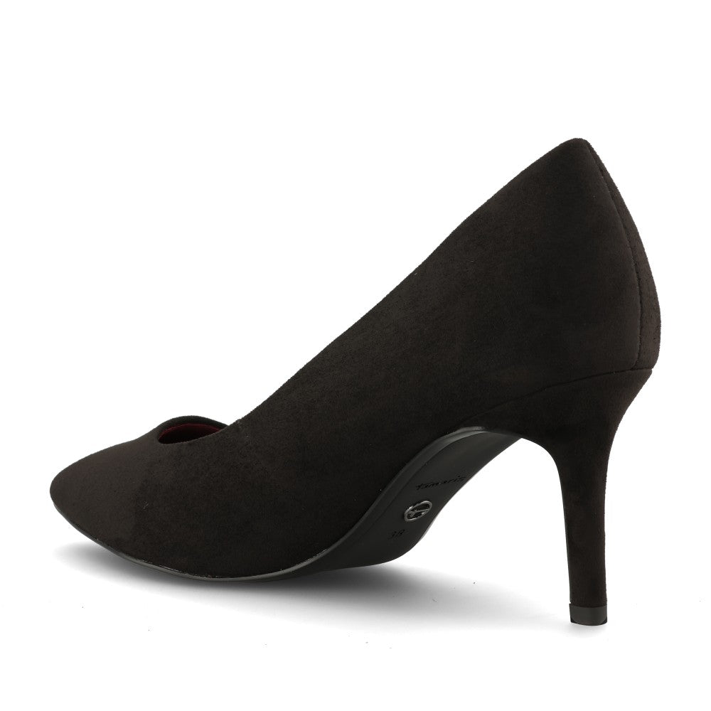 Tamaris Ladies 1-22474 Suede High Heel Court Shoe In Black