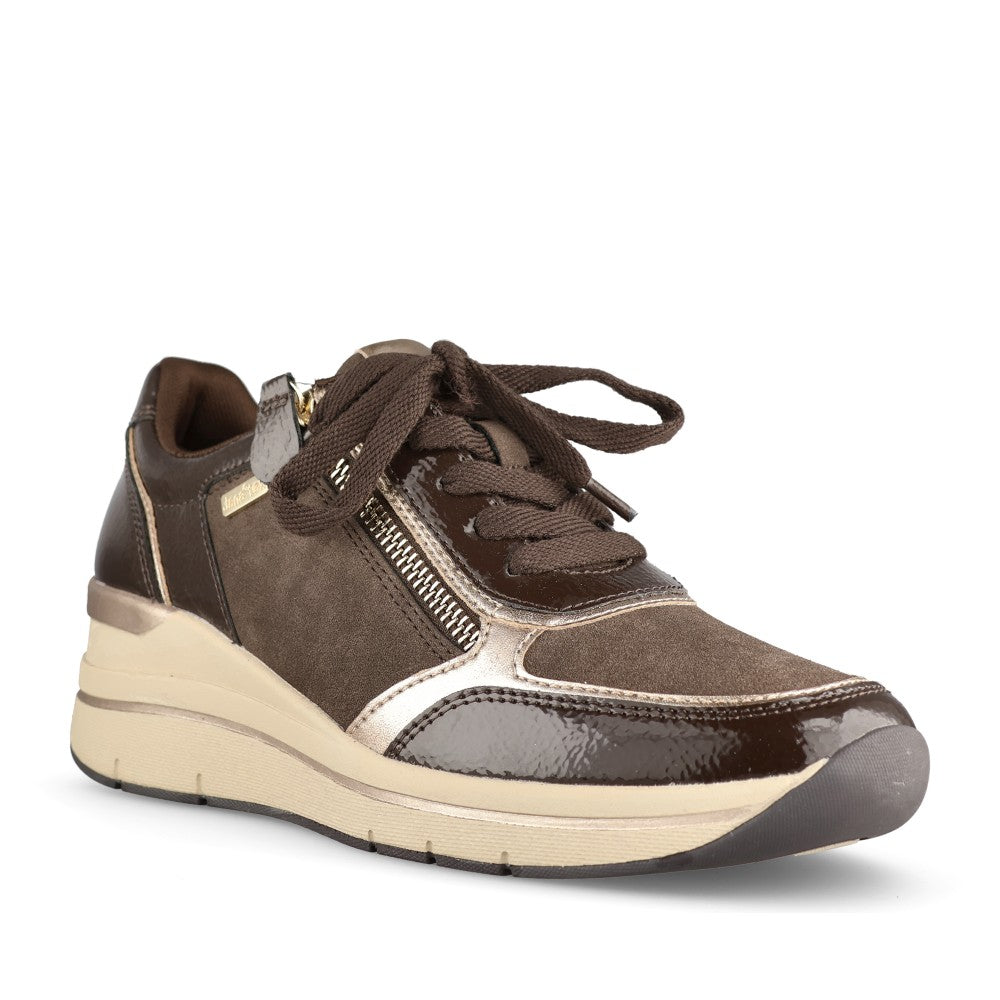 Jana Ladies 8-23789 Laced Trainer In Cafe