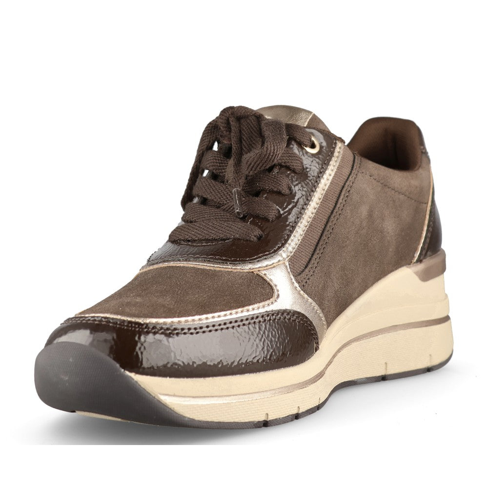 Jana Ladies 8-23789 Laced Trainer In Cafe