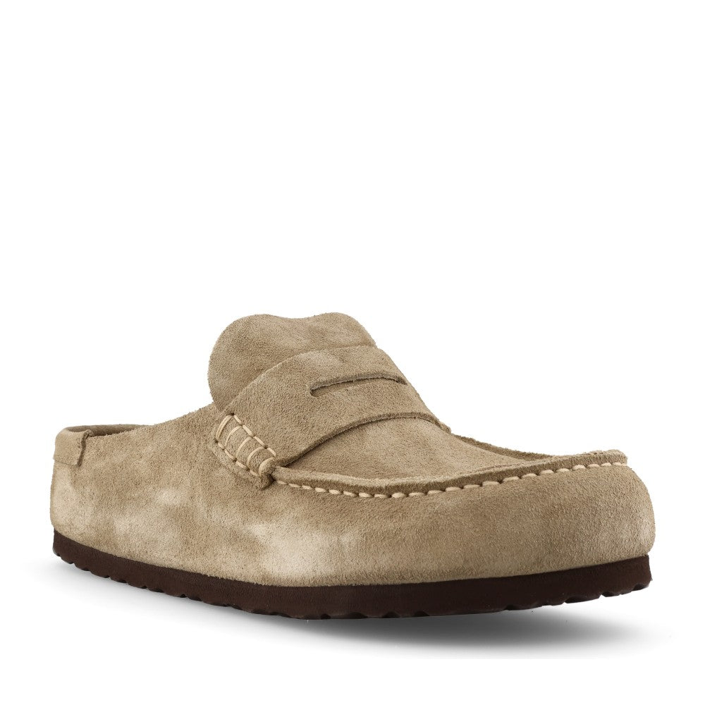 Birkenstock Ladies 1029710 Naples Wrapped Suede Moccasin In Taupe
